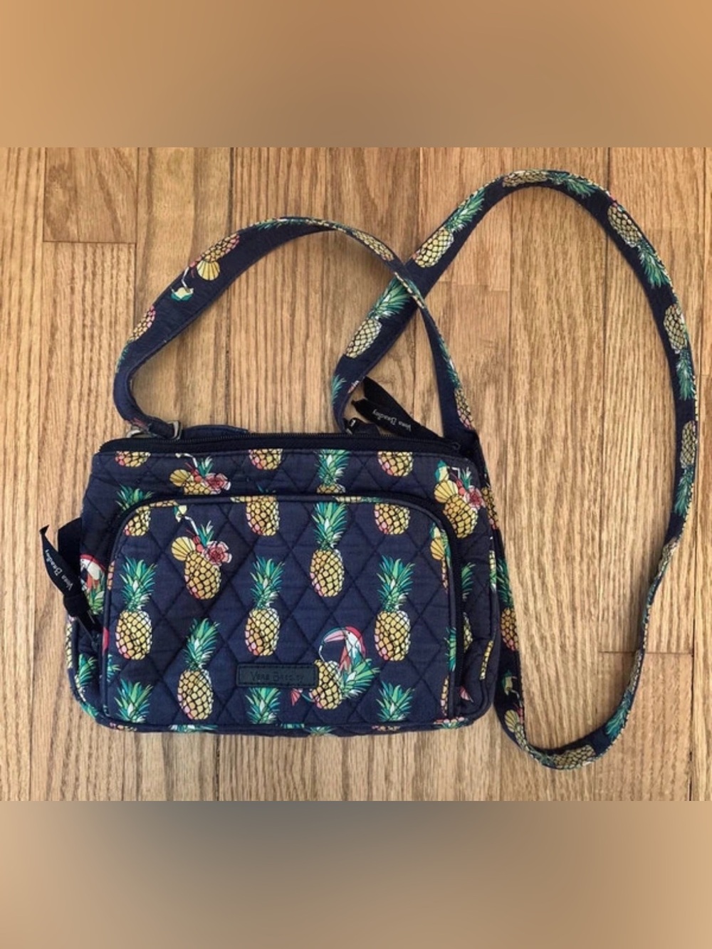 Vera Bradley Navy Quilted Crossbody with Pineapple Print
